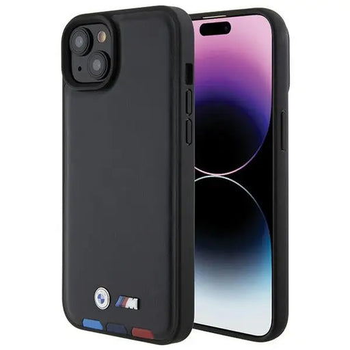 BMW BMHCP15M22PTDK iPhone 15 Plus 6.7’’ black/black Leather Stamp Tricolor - Cell phone cases and covers<<<HurtelXML