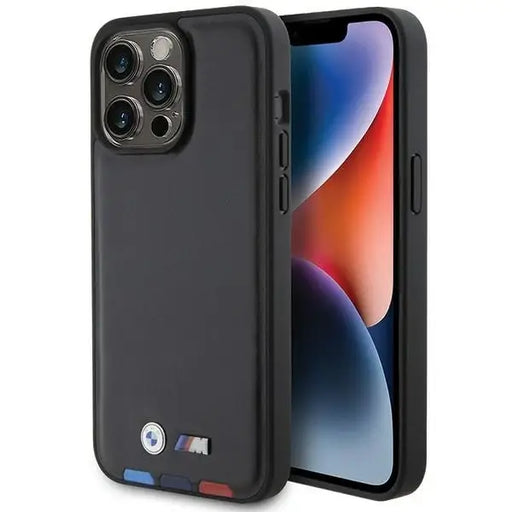 BMW BMHCP15X22PTDK iPhone 15 Pro Max 6.7’’ black/black Leather Stamp Tricolor - Cell phone cases and covers<<<HurtelXML