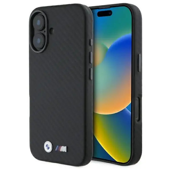 BMW Carbon Wrapped Metal iPhone 16 Case - Black - Cell phone cases and covers<<<HurtelXML