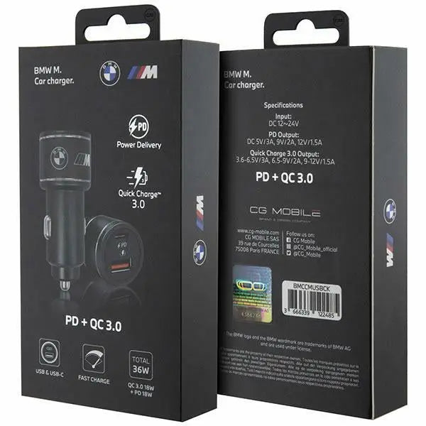 BMW charger BMCCMUSBCK PD-QC 3.0 20W Fast Charge black/black M Edition - Cell phone USB charger<<<HurtelXML
