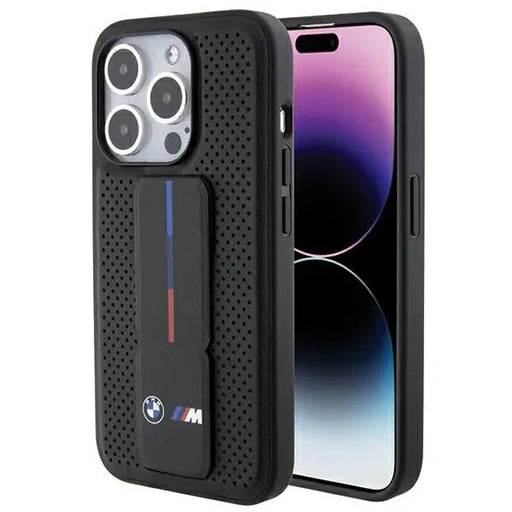 BMW Grip Stand Smooth & Perforated case for iPhone 15 Pro - black - Cell phone cases and covers<<<HurtelXML