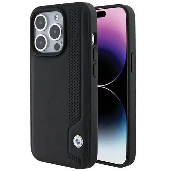 BMW Leather Blue Dots case for iPhone 15 Pro - black - Cell phone cases and covers<<<HurtelXML