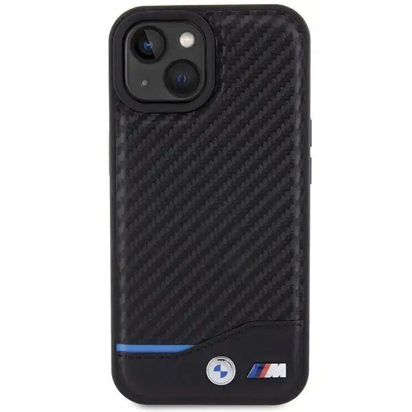 BMW Leather Carbon case for iPhone 15 - black - Cell phone cases and covers<<<HurtelXML