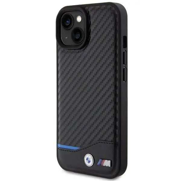 BMW Leather Carbon case for iPhone 15 - black - Cell phone cases and covers<<<HurtelXML