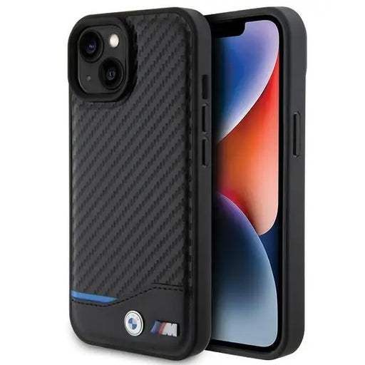 BMW Leather Carbon case for iPhone 15 - black - Cell phone cases and covers<<<HurtelXML