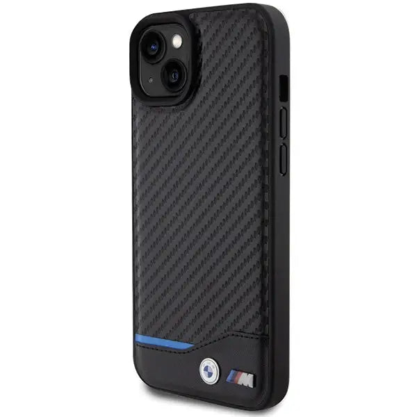 BMW Leather Carbon case for iPhone 15 Plus - black - Cell phone cases and covers<<<HurtelXML