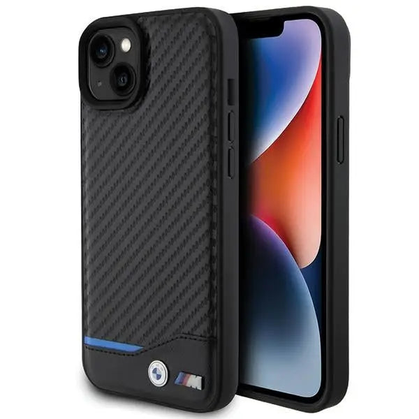 BMW Leather Carbon case for iPhone 15 Plus - black - Cell phone cases and covers<<<HurtelXML