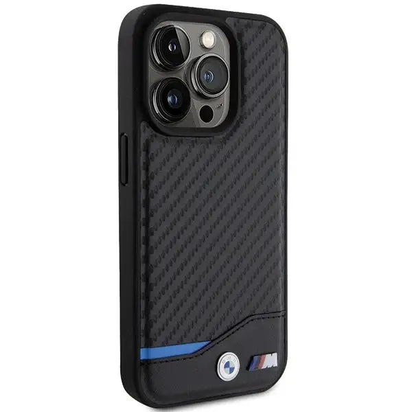 BMW Leather Carbon MagSafe iPhone 15 Pro Case - Black - Cell phone cases and covers<<<HurtelXML
