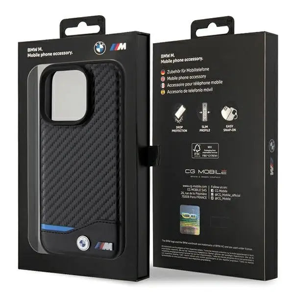 BMW Leather Carbon MagSafe iPhone 15 Pro Max Case - Black - Cell phone cases and covers<<<HurtelXML
