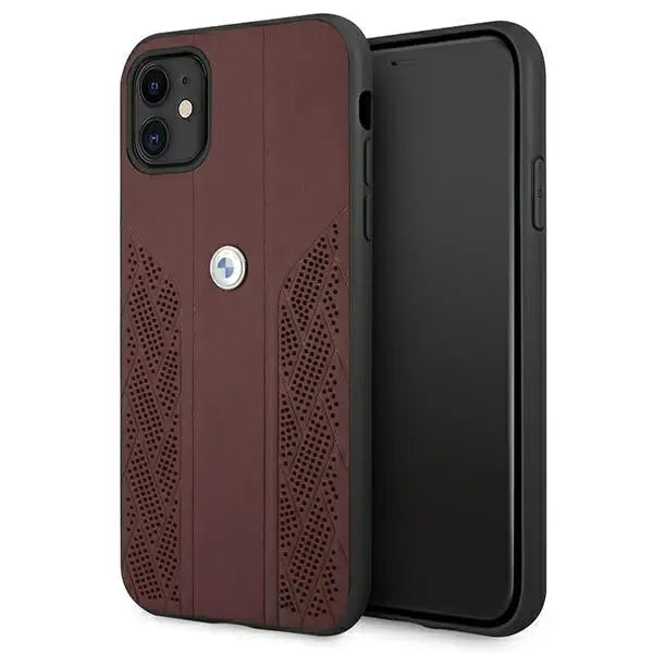 BMW Leather Curve Perforate Case for iPhone 11 / Xr - Red - Cell phone cases and covers<<<HurtelXML