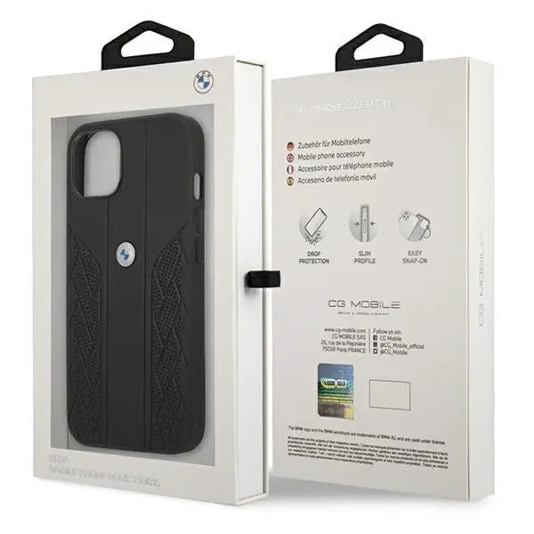 BMW Leather Curve Perforate Case for iPhone 13 mini - Black - Cell phone cases and covers<<<HurtelXML