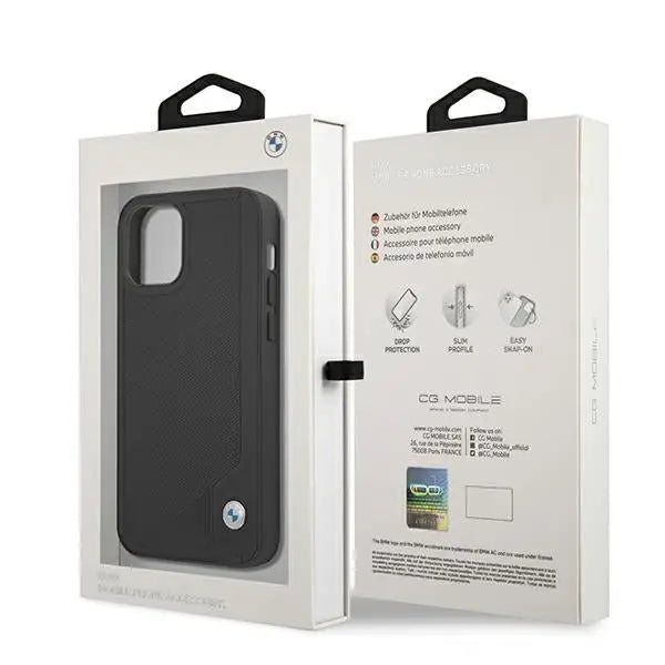 BMW Leather Deboss case for iPhone 12 mini - black - Cell phone cases and covers<<<HurtelXML