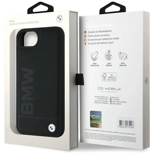BMW Leather Hot Stamp iPhone 16e Case - Black - Cell phone cases and covers<<<HurtelXML