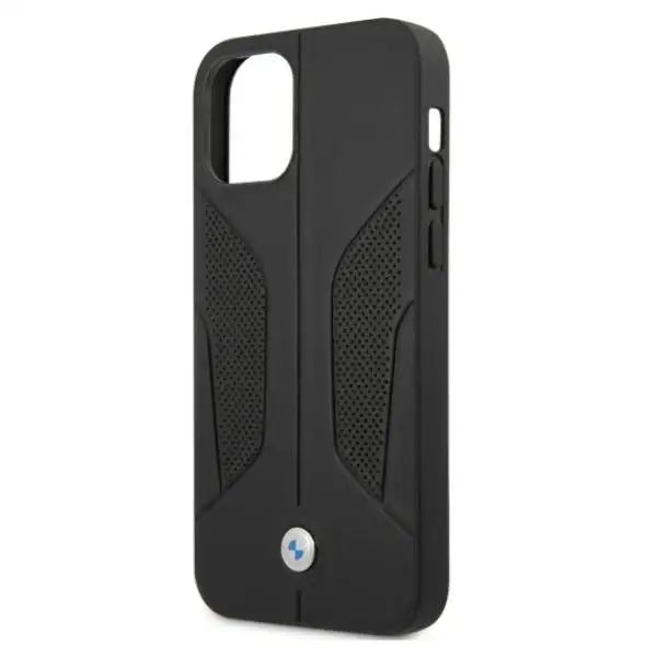BMW Leather Perforated Sides Case for iPhone 12 / iPhone 12 Pro - Black - Cell phone cases and covers<<<HurtelXML