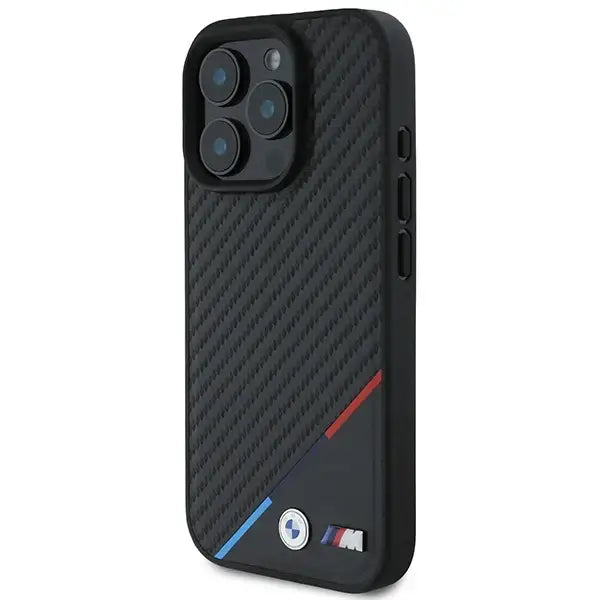 BMW M Carbon Tricolor Line MagSafe Case for iPhone 16 Pro - Black - Cell phone cases and covers<<<HurtelXML