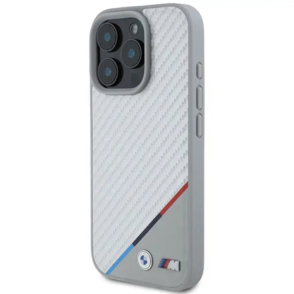 BMW M Carbon Tricolor Line MagSafe Case for iPhone 16 Pro - Gray - Cell phone cases and covers<<<HurtelXML