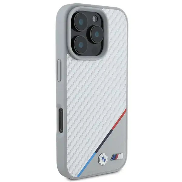 BMW M Carbon Tricolor Line MagSafe Case for iPhone 16 Pro Max - Gray - Cell phone cases and covers<<<HurtelXML
