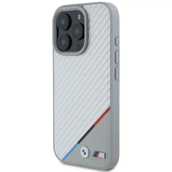 BMW M Carbon Tricolor Line MagSafe Case for iPhone 16 Pro Max - Gray - Cell phone cases and covers<<<HurtelXML