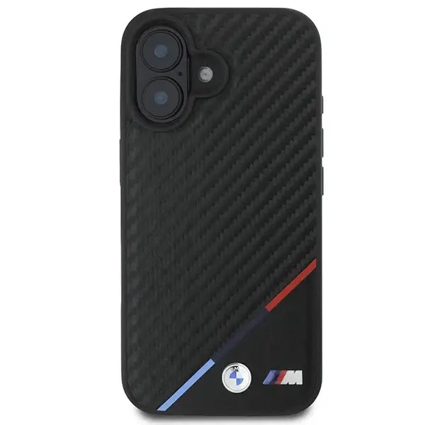 BMW M Carbon Tricolor Line MagSafe iPhone 16 Case - Black - Cell phone cases and covers<<<HurtelXML
