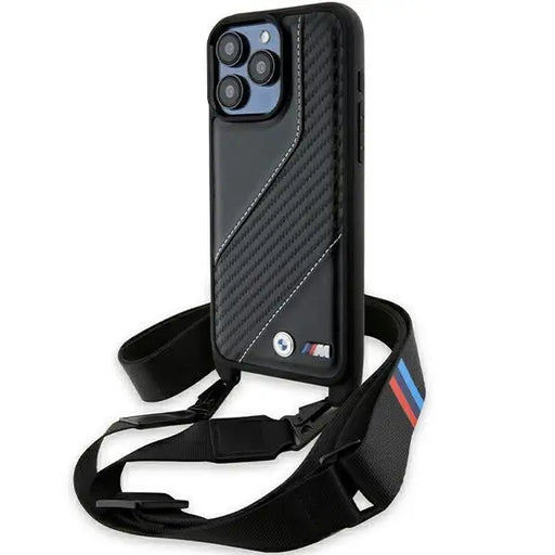 BMW M Edition Carbon Stripe & Strap case for iPhone 15 Pro Max - black - Cell phone cases and covers<<<HurtelXML