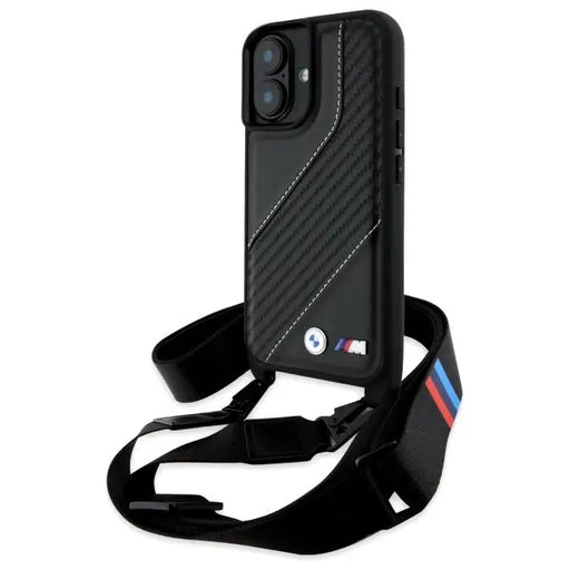 BMW M Edition Carbon Stripe & Strap iPhone 16 Case - Black - Cell phone cases and covers<<<HurtelXML