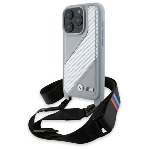BMW M Edition Carbon Stripe & Strap iPhone 16 Pro Max Case - Gray - Cell phone cases and covers<<<HurtelXML