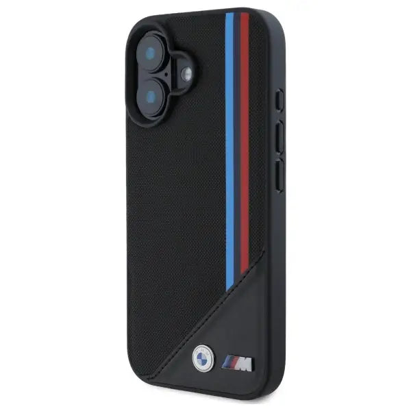 BMW M Meshed Tricolor Stripes MagSafe case for iPhone 16 - black - Cell phone cases and covers<<<HurtelXML