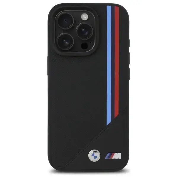 BMW M Meshed Tricolor Stripes MagSafe Case for iPhone 16 Pro - Black - Cell phone cases and covers<<<HurtelXML
