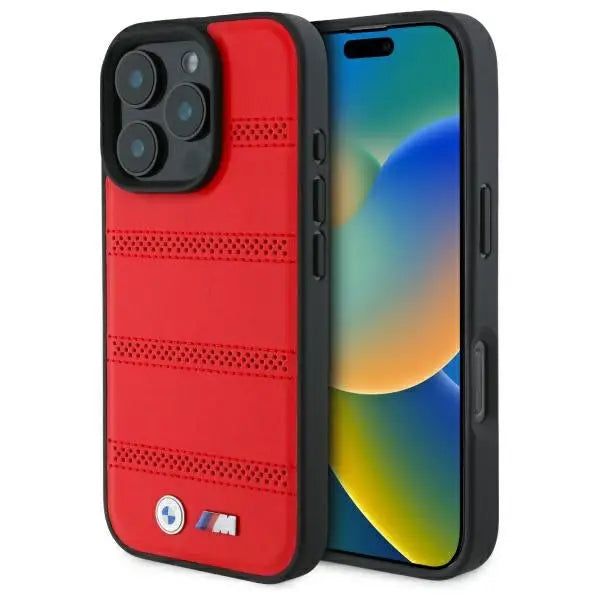 BMW M Perforated And Stitched Line MagSafe case for iPhone 16 Pro Max - red - Cell phone cases and covers<<<HurtelXML
