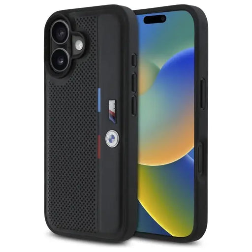 BMW M Perforated Tricolor Detail Line iPhone 16 Case - Black - Cell phone cases and covers<<<HurtelXML