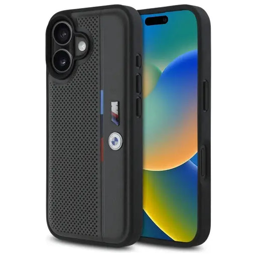 BMW M Perforated Tricolor Detail Line iPhone 16 Case - Dark Gray - Cell phone cases and covers<<<HurtelXML