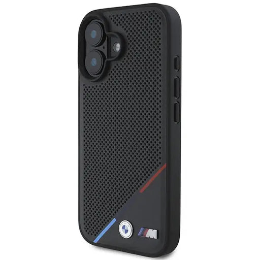 BMW M Perforated Tricolor Line MagSafe Case for iPhone 16 Plus - Black - Cell phone cases and covers<<<HurtelXML