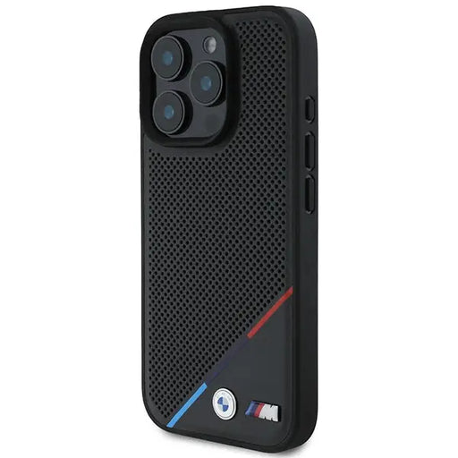 BMW M Perforated Tricolor Line MagSafe Case for iPhone 16 Pro - Black - Cell phone cases and covers<<<HurtelXML