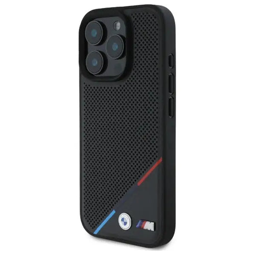 BMW M Perforated Tricolor Line MagSafe Case for iPhone 16 Pro Max - Black - Cell phone cases and covers<<<HurtelXML