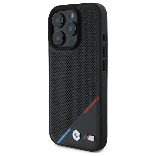 BMW M Perforated Tricolor Line MagSafe Case for iPhone 16 Pro Max - Black - Cell phone cases and covers<<<HurtelXML