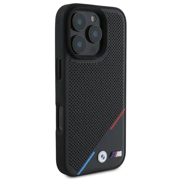 BMW M Perforated Tricolor Line MagSafe Case for iPhone 16 Pro Max - Black - Cell phone cases and covers<<<HurtelXML