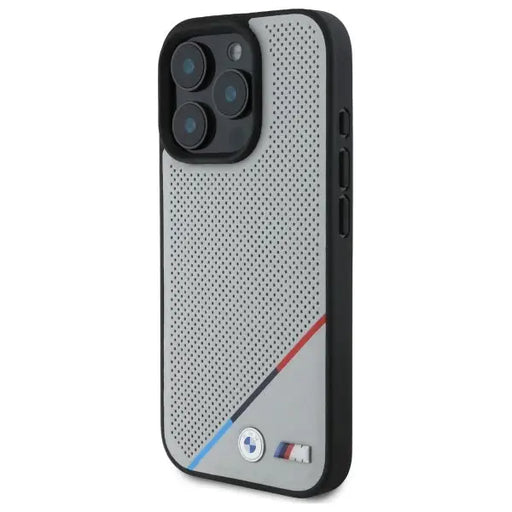 BMW M Perforated Tricolor Line MagSafe Case for iPhone 16 Pro Max - Gray - Cell phone cases and covers<<<HurtelXML