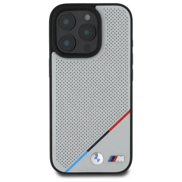 BMW M Perforated Tricolor Line MagSafe Case for iPhone 16 Pro Max - Gray - Cell phone cases and covers<<<HurtelXML