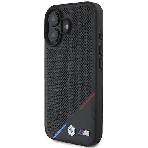BMW M Perforated Tricolor Line MagSafe iPhone 16 Case - Black - Cell phone cases and covers<<<HurtelXML
