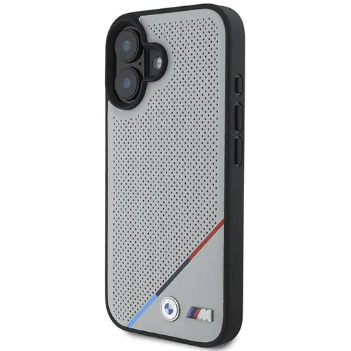 BMW M Perforated Tricolor Line MagSafe iPhone 16 Case - Gray - Cell phone cases and covers<<<HurtelXML