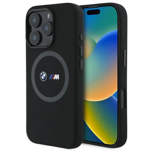 BMW M Silicone Printed Ring MagSafe Case for iPhone 16 Pro - Black - Cell phone cases and covers<<<HurtelXML