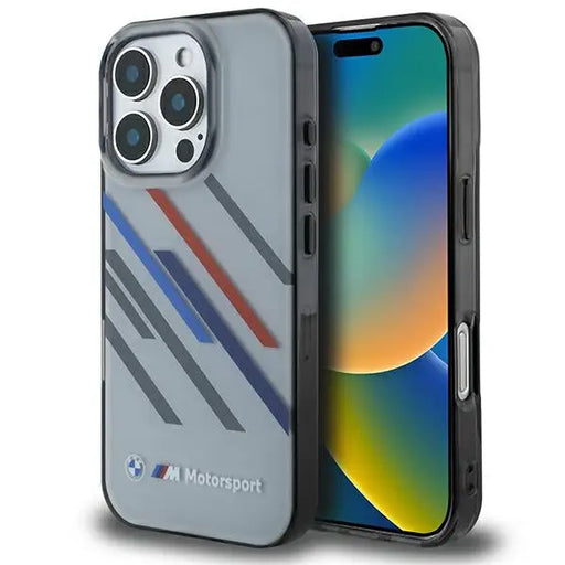BMW Motosport IML Random Stripes iPhone 16 Pro Max Case - Gray - Cell phone cases and covers<<<HurtelXML