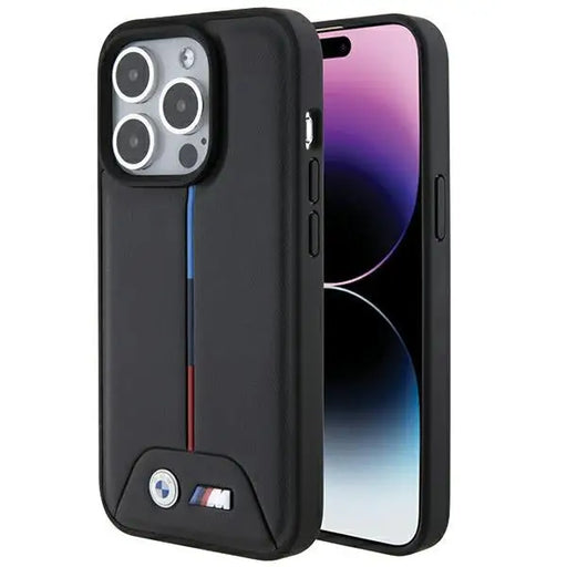 BMW Quilted Tricolor iPhone 15 Pro Case - Black - Cell phone cases and covers<<<HurtelXML