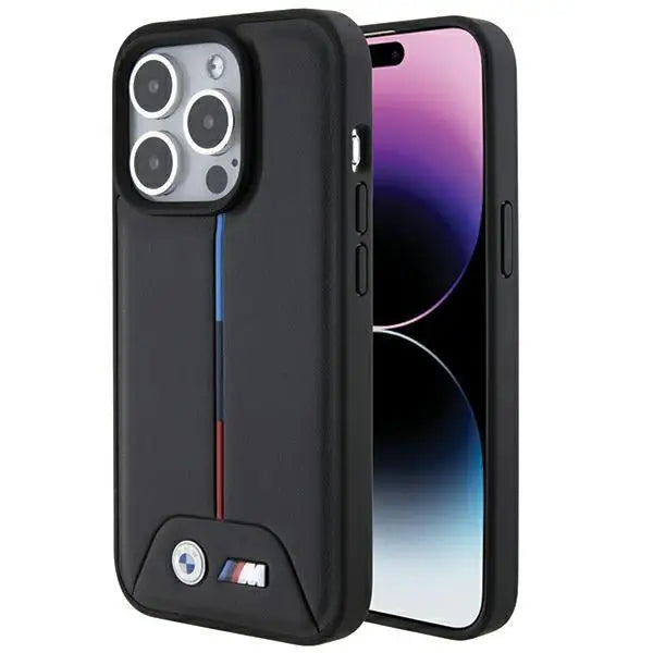 BMW Quilted Tricolor iPhone 15 Pro Case - Black - Cell phone cases and covers<<<HurtelXML