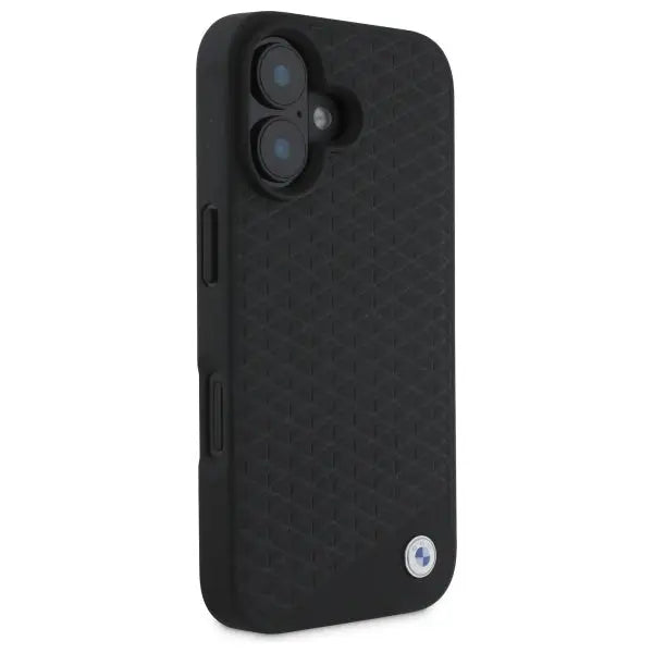 BMW Sign Leather Diamond Metal Logo MagSafe iPhone 16 Case - Black - Cell phone cases and covers<<<HurtelXML