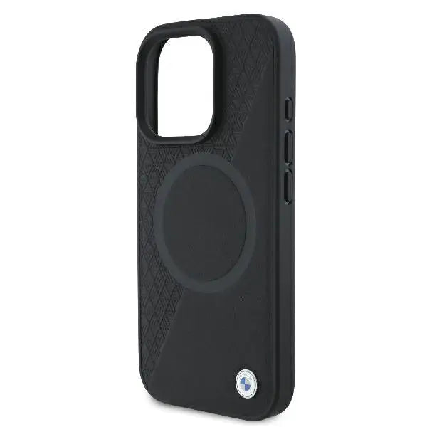 BMW Signature Leather Half Textured & Circle MagSafe case for iPhone 16 Pro - black - Cell phone cases