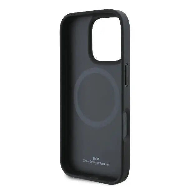 BMW Signature Leather Half Textured & Circle MagSafe case for iPhone 16 Pro - black - Cell phone cases