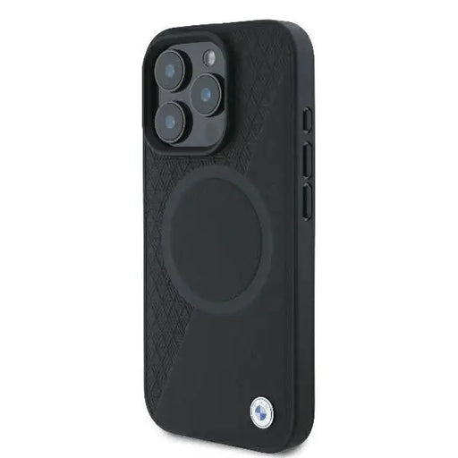 BMW Signature Leather Half Textured & Circle MagSafe case for iPhone 16 Pro - black - Cell phone cases