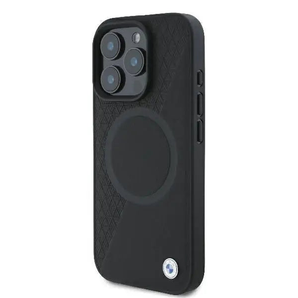 BMW Signature Leather Half Textured & Circle MagSafe case for iPhone 16 Pro - black - Cell phone cases