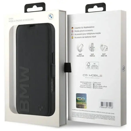 BMW Signature Leather Wordmark Case for iPhone 16 Pro Max - Black - Cell phone cases and covers<<<HurtelXML